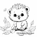 Cute Hedgehog with Fall Leaves Coloring Pages 2