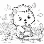 Cute Hedgehog with Fall Leaves Coloring Pages 3