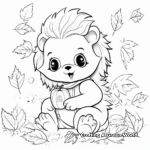 Cute Hedgehog with Fall Leaves Coloring Pages 4