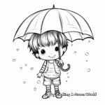 Cute Kid With Umbrella coloring page 3