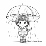 Cute Kid With Umbrella coloring page 4