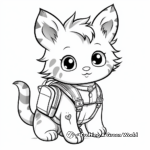 Cute Kitten with a Backpack Coloring Pages 1