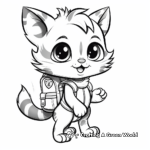 Cute Kitten with a Backpack Coloring Pages 2