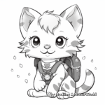 Cute Kitten with a Backpack Coloring Pages 4