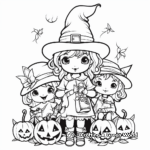 Cute Little Witches Coloring Pages for Preschoolers 1