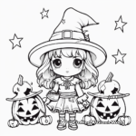 Cute Little Witches Coloring Pages for Preschoolers 2