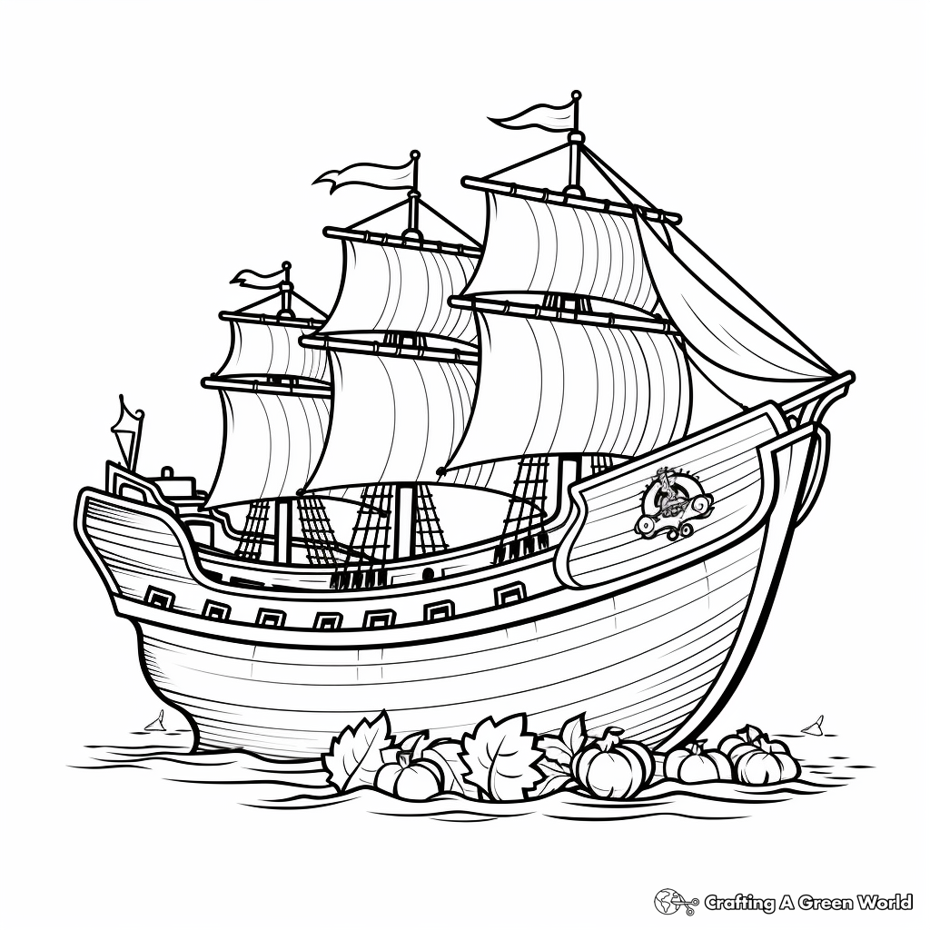 Cute Mayflower Ship Coloring Sheets 3