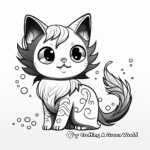 Cute Mermaid Cat Coloring Pages 1