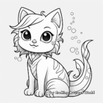 Cute Mermaid Cat Coloring Pages 2