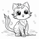 Cute Mermaid Cat Coloring Pages 4