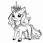 Cute Princess and Unicorn Coloring Pages 2