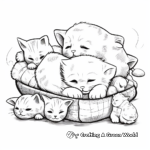 Cute Puppies and Kittens Sleeping Coloring Pages 1