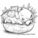 Cute Puppies and Kittens Sleeping Coloring Pages 3