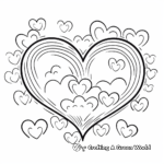 Cute Rainbow and Hearts Coloring Pages 1