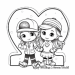 Cute Rainbow and Hearts Coloring Pages 2