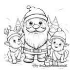 Cute Santa and Reindeers Coloring Sheets 3