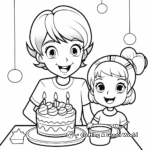 Cute Teacher and Student Birthday Party Coloring Pages 1