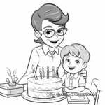 Cute Teacher and Student Birthday Party Coloring Pages 3