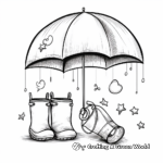 Cute Umbrella and Rain Boots Coloring Pages 2