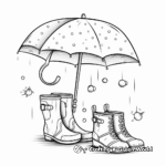 Cute Umbrella and Rain Boots Coloring Pages 4