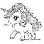Cute Unicorn Sliding Down a Rainbow Coloring Pages 3