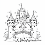 Cutesy Twin Unicorns and Rainbow Castle Coloring Pages 3