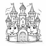 Cutesy Twin Unicorns and Rainbow Castle Coloring Pages 4