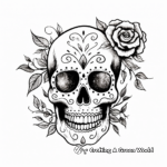 Dainty Watercolor Rose Skull Coloring Pages 1