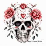 Dainty Watercolor Rose Skull Coloring Pages 2