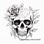 Dainty Watercolor Rose Skull Coloring Pages 3