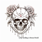 Dainty Watercolor Rose Skull Coloring Pages 4