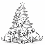 Dalmatian Puppies and Christmas Tree Coloring Pages 1