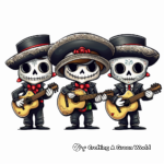 Day of The Dead Mariachi Band Coloring Pages 2