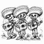 Day of The Dead Mariachi Band Coloring Pages 3