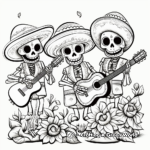 Day of The Dead Mariachi Band Coloring Pages 4