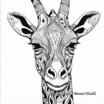 Decorated Giraffe Head Coloring Pages Inspired by African Art 1