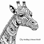 Decorated Giraffe Head Coloring Pages Inspired by African Art 4