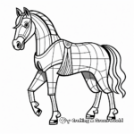 Decorative Picasso-Inspired Clydesdale Coloring Pages 1