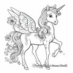 Delicate Fairy and Unicorn Coloring Pages 2