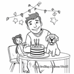 Delightful Dad and Dog Birthday Party Coloring Pages 1