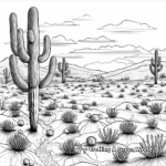 Desert Sunset with Cacti Coloring Page 3