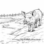 Detailed Adult Coloring Pages of Pigs in Mud 1