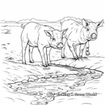 Detailed Adult Coloring Pages of Pigs in Mud 2