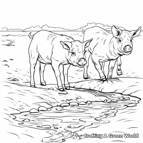 Pig In Mud Coloring Pages - Free &amp; Printable!