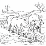 Detailed Adult Coloring Pages of Pigs in Mud 3