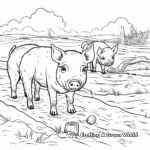 Detailed Adult Coloring Pages of Pigs in Mud 4