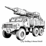 Detailed Anti-Aircraft Army Truck Coloring Pages for Adults 3