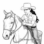 Detailed Barrel Racer Horse and Rider Coloring Pages 1