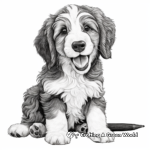 Detailed Bernedoodle Portrait Coloring Pages for Adults 4