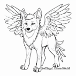 Detailed Black Wolf with Wings Coloring Pages for Adults 3